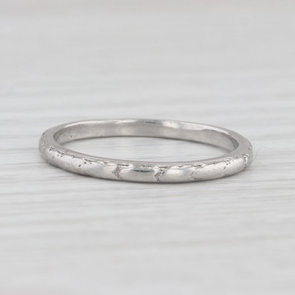 Light Gray Antique Art Deco 1920s Wedding Band Platinum Hand Engraved Let Love Abide Ring
