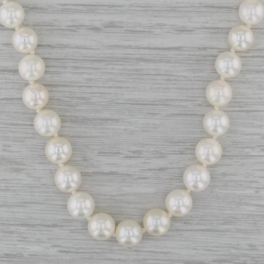 Cultured Pearl Single Strand Bead Necklace 14k Yellow Gold Clasp 7.1-7.4mm 22.5"