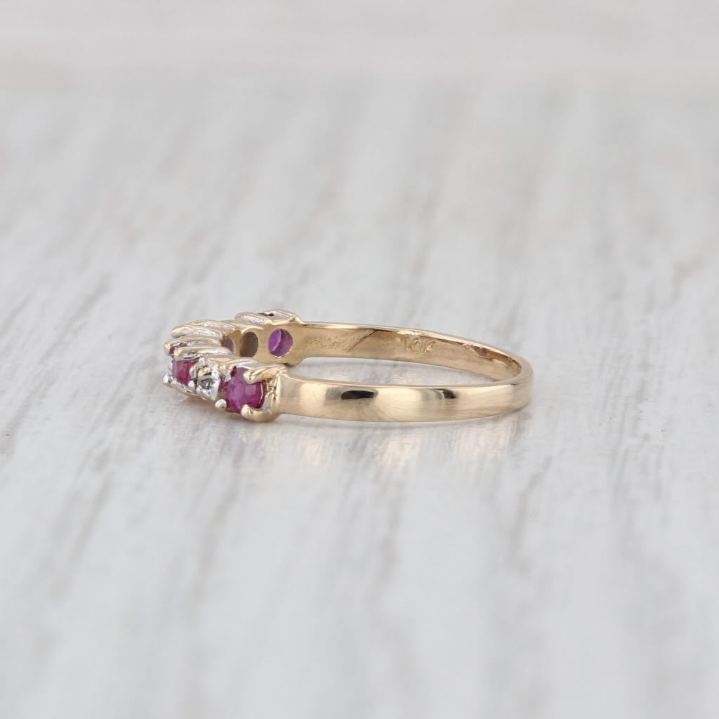 0.20ctw Ruby Diamond Ring 10k Yellow Gold Size 4.25 Stackable