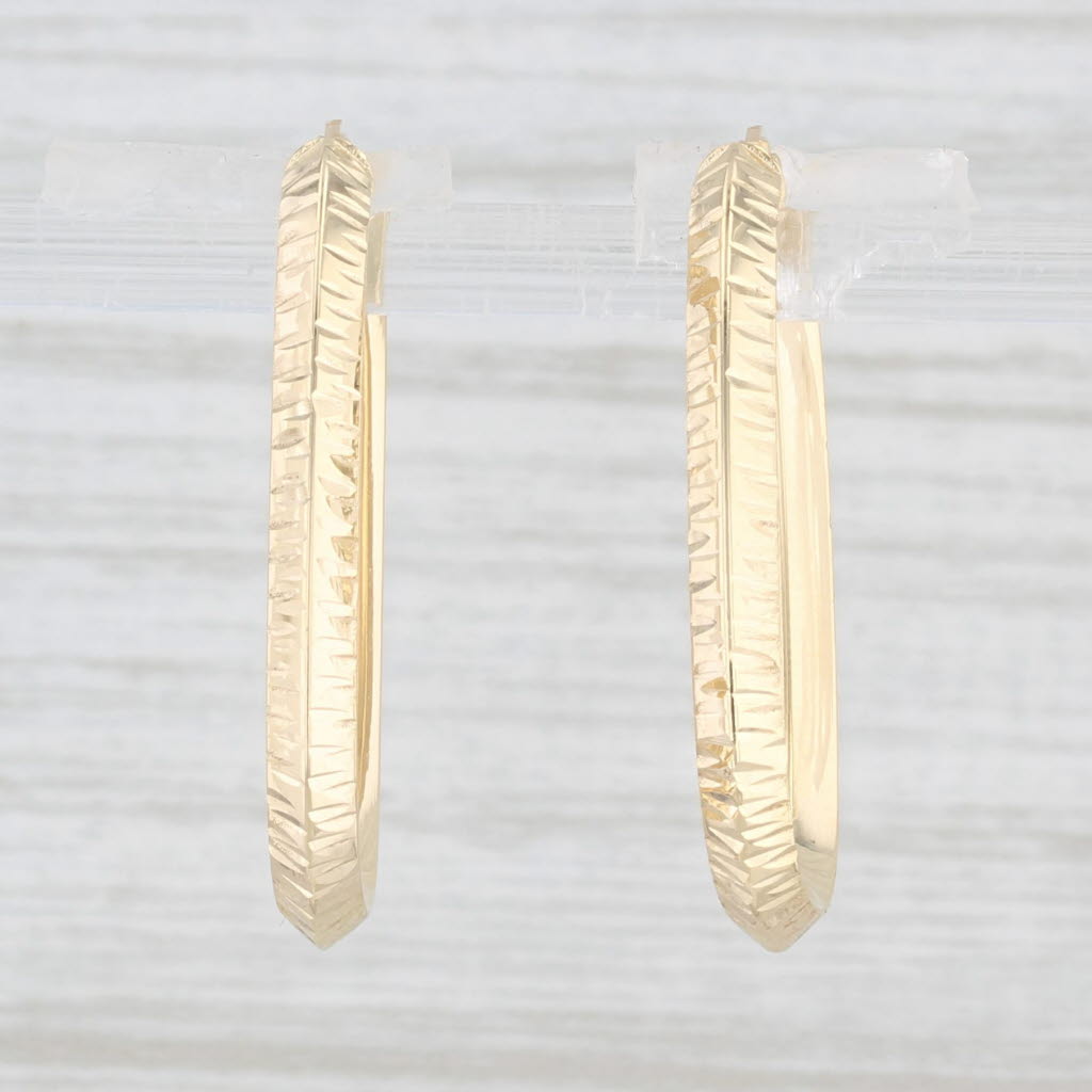 Light Gray New Oval Hoop Earrings 14k Yellow Gold Snap Top Pierced Hoops