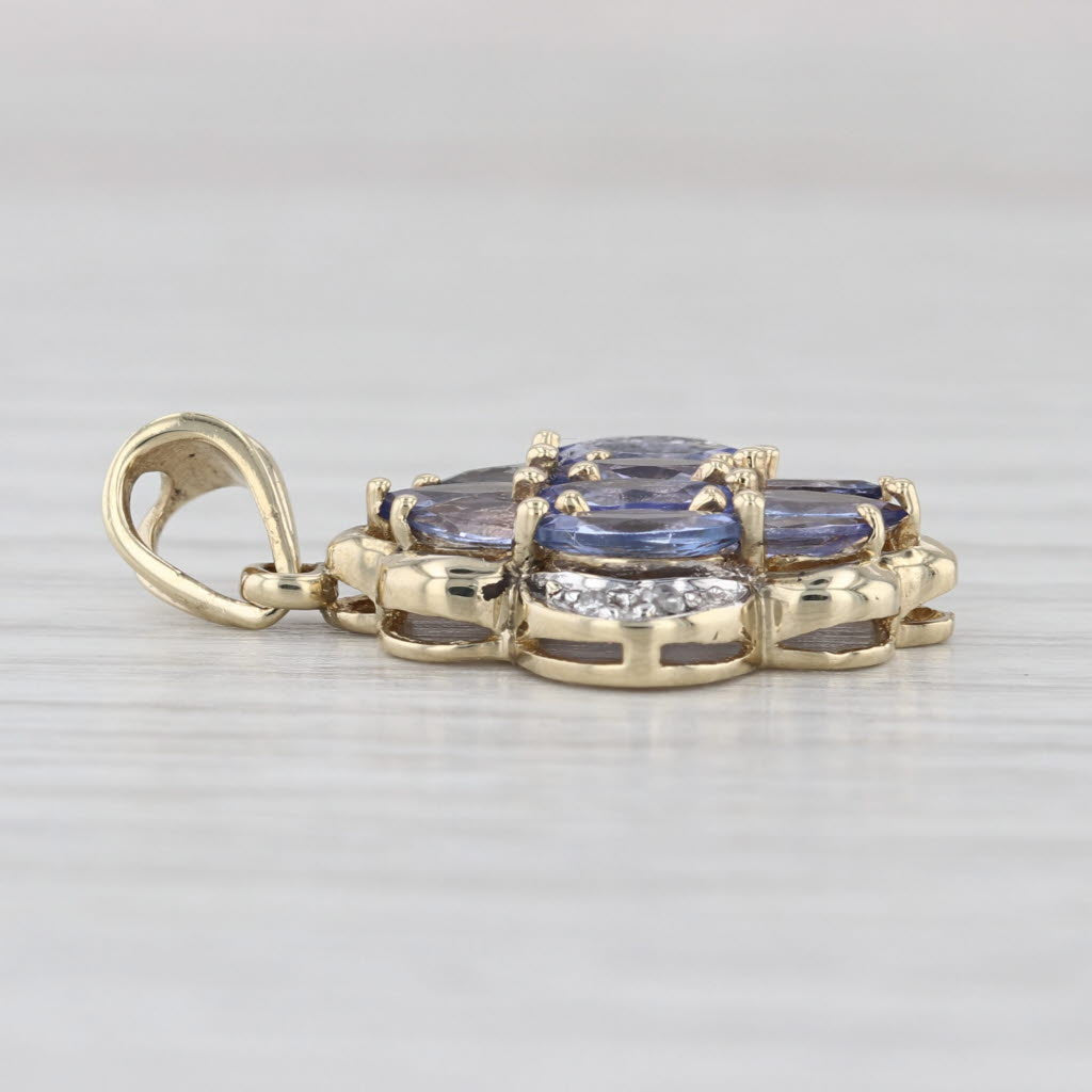 2.02ctw Tanzanite Diamond Cluster Pendant 14k Yellow Gold