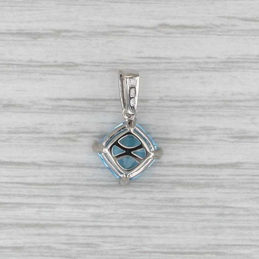 3.30ct Blue Topaz Diamond Small Drop Pendant 10k White Gold