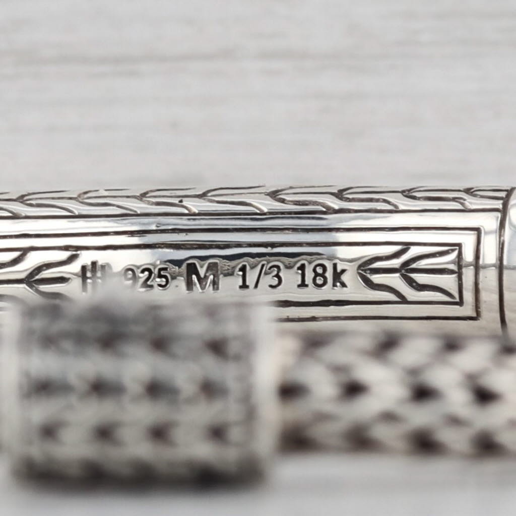 John Hardy Palu ID Bracelet Sterling Silver 1/3 18k Gold 6.5"