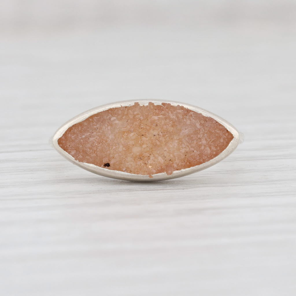 New Nina Nguyen Sand Druzy Quartz Ring Size 7 Sterling Silver Solitaire