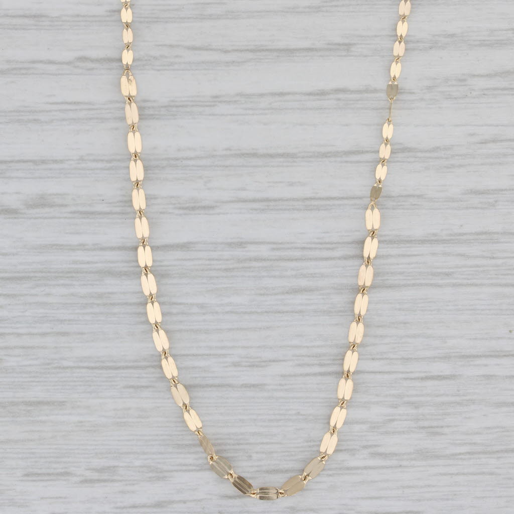 Gray New Marquise Link Chain Necklace 14k Yellow Gold 18" 1.7mm