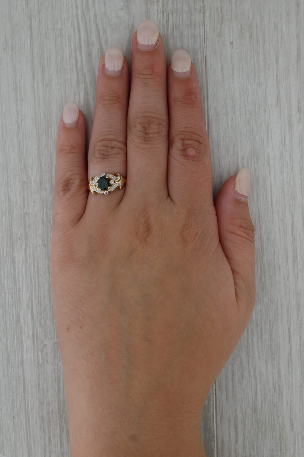 0.38ctw Blue Sapphire Diamond Ring 14k Yellow Gold Size 6.5