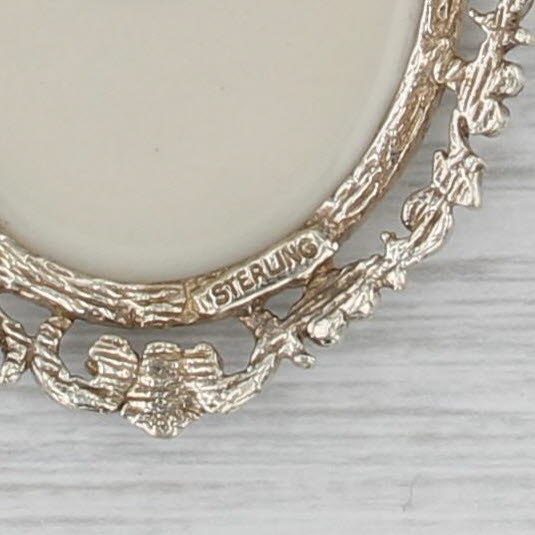 Lenox Molded Glass Cameo Brooch Pendant Sterling Silver Vintage