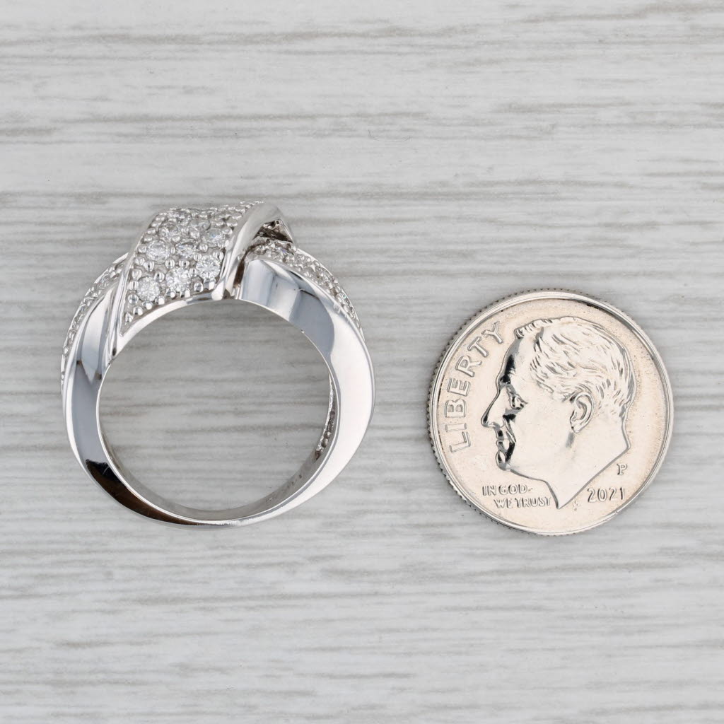 Gray 1.15ctw Diamond Crossover Ring 14k White Gold Size 6 Cocktail
