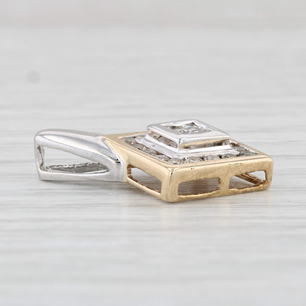 Light Gray 0.37ctw Diamond Pendant 14k Yellow White Gold Halo Drop