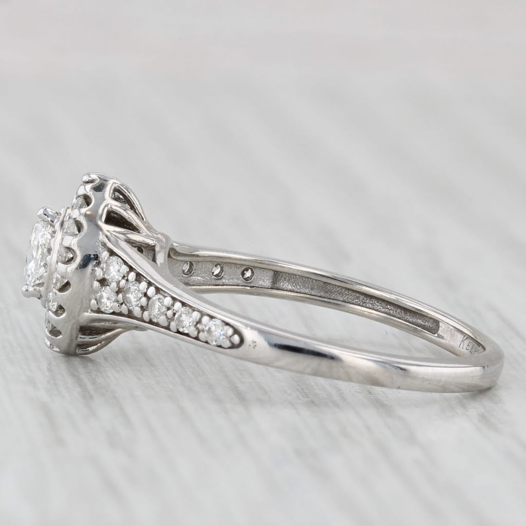 Light Gray 0.33ctw Diamond Marquise Halo Engagement Ring 14k White Gold Size 7