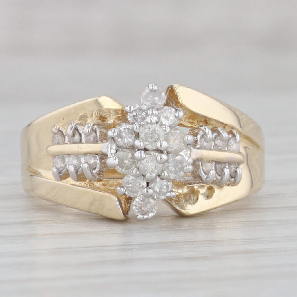 Gray 0.44ctw Diamond Cluster Engagement Ring 10k Yellow Gold Size 6.75