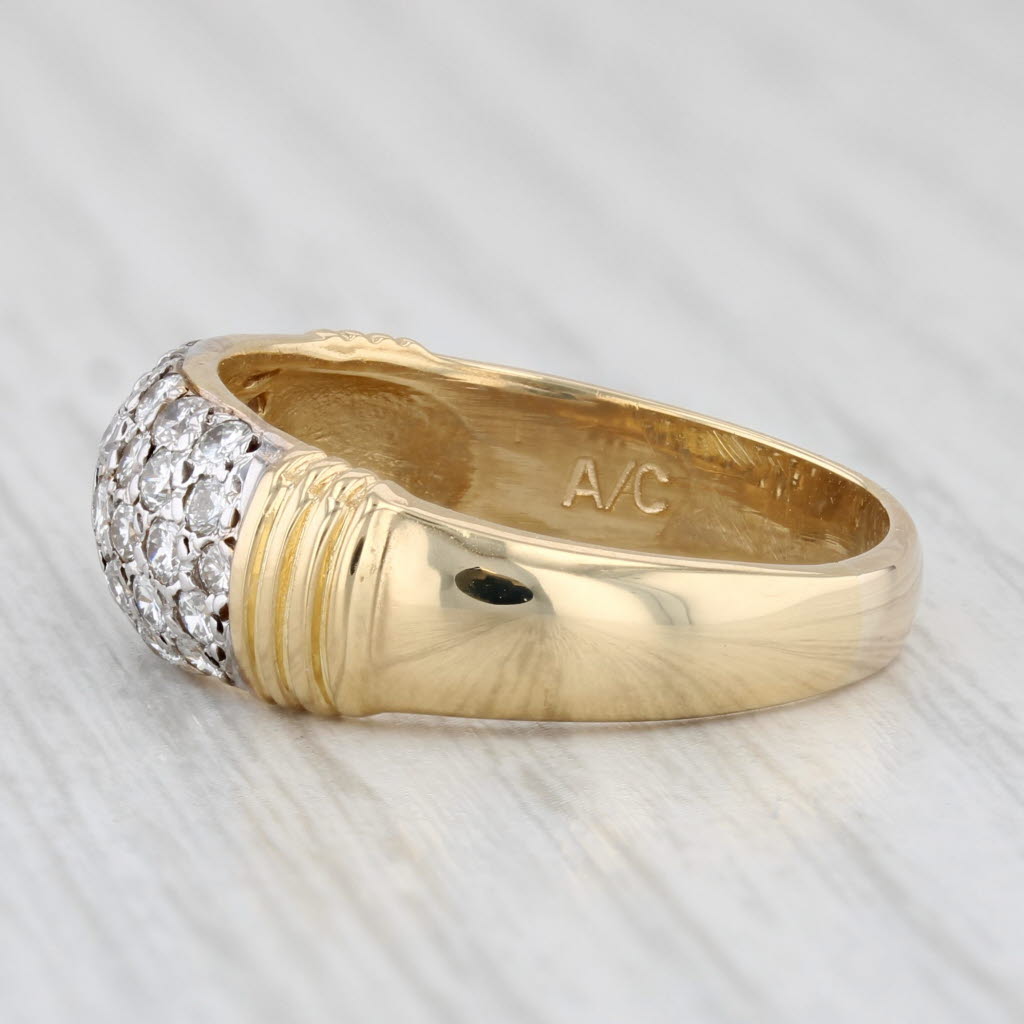 Light Gray 0.80ctw Pave Diamond Ring 18k Yellow Gold Size 8.5 Wedding Band