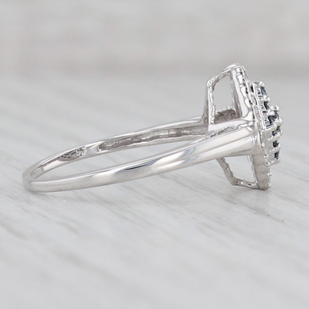 Gray 0.51ctw Blue White Diamond Halo Ring 10k White Gold Size 8