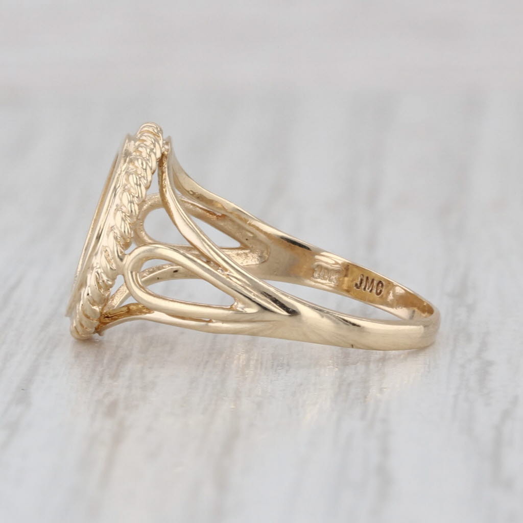 Chinese Panda Coin Copy Ring 10k Yellow Gold Size 6.25 Signet