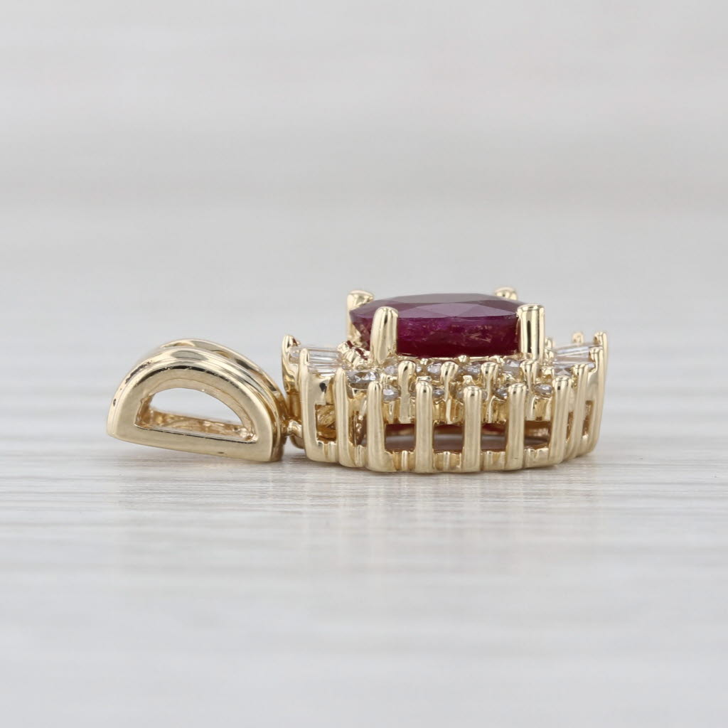1.90ctw Oval Ruby Diamond Halo Pendant 14k Yellow Gold