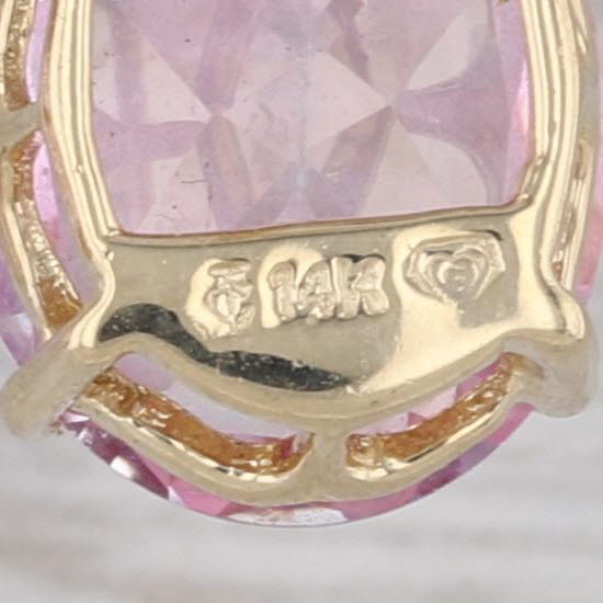 9.70ctw Oval Pink Mystic Topaz Diamond Drop Earrings 14k Yellow Gold