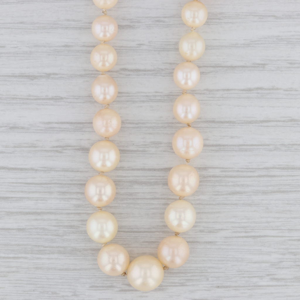 Gray Vintage Cultured Pearl Tapering Bead Strand Necklace Platinum Diamond 15.75"