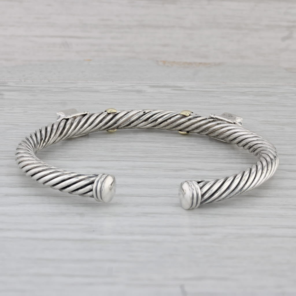 Gray David Yurman Renaissance Cuff Bracelet Sterling Silver 14k Gold Citrine Amethyst