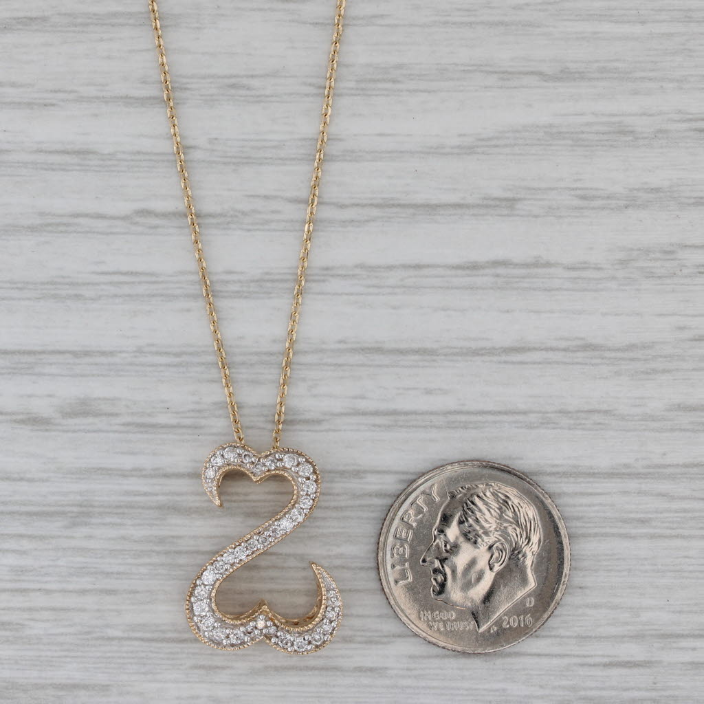 Gray 0.16ctw Diamond Open Hearts Pendant Necklace 14k Yellow Gold Jane Seymour