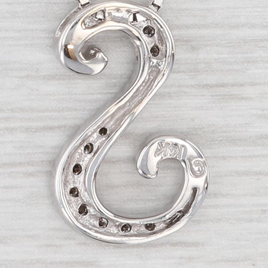 Light Gray 0.10ctw Diamond Letter S Pendant Necklace 14k White Gold 20.25" Box Chain