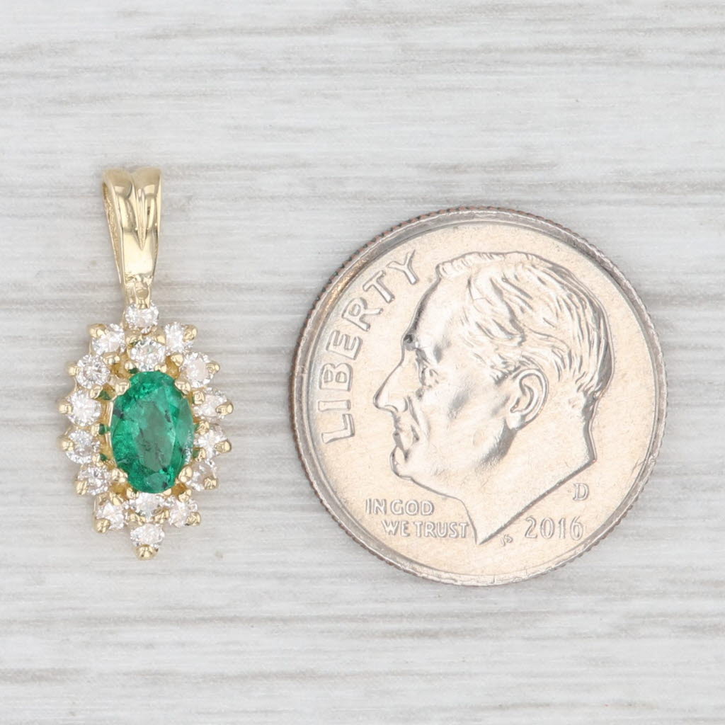Light Gray 0.65ctw Emerald Diamond Halo Pendant 14k Yellow Gold