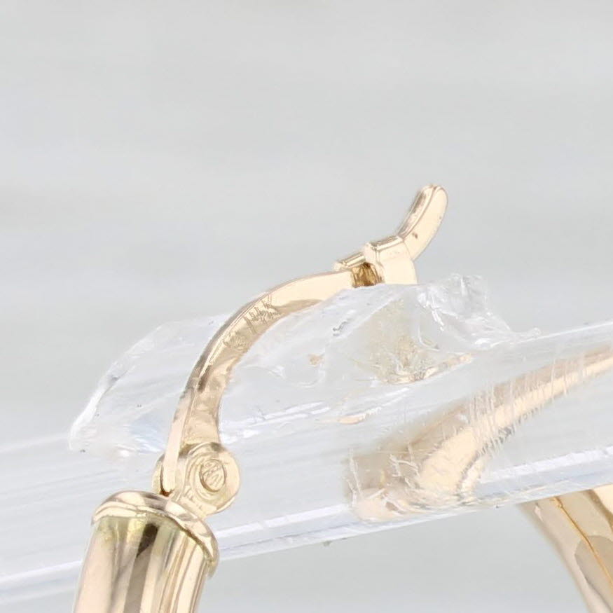 Light Gray Yellow Gold Round Hoop Earrings 14k Snap Top Pierced Hoops