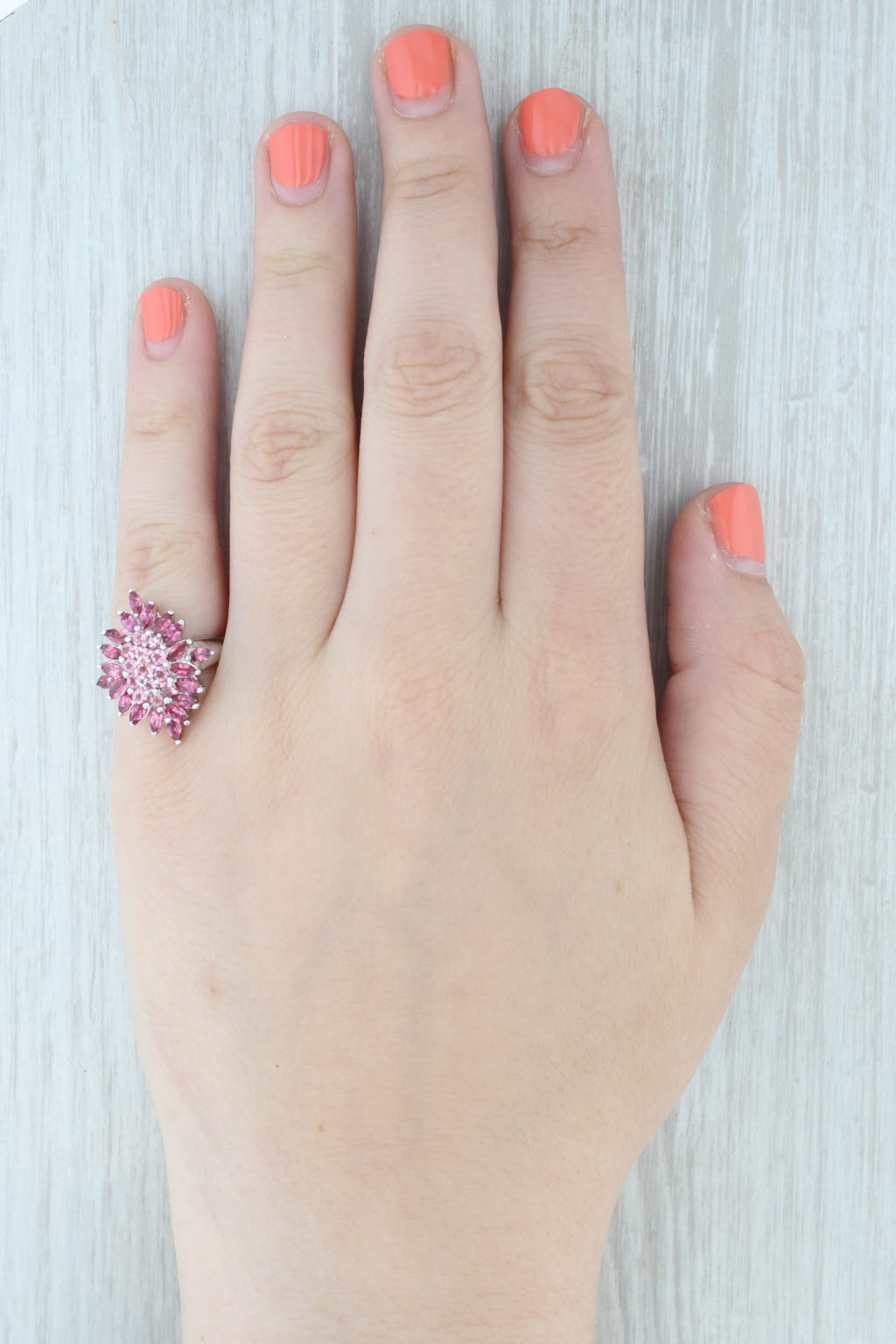 2ctw Pink Tourmaline Cluster Cocktail Ring 14k Yellow Gold Size 7