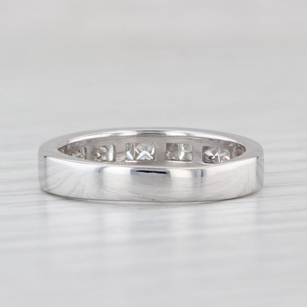 0.54ctw Princess Channel Set Diamond Wedding Band 14k White Gold Ring Stackable