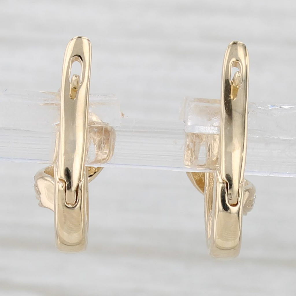 Light Gray 0.20ctw Diamond Overlay Hoop Earrings 14k Yellow Gold Snap Top Hoops