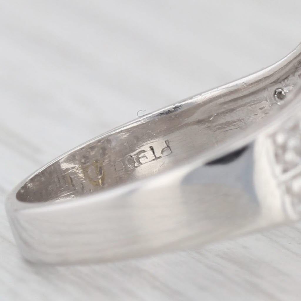 Light Gray 0.73ctw Diamond Cluster Ring 900 Platinum Size 6.75 Cocktail
