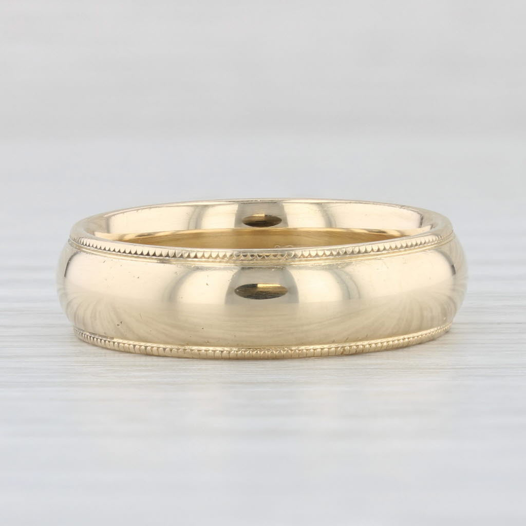 Light Gray Classic Men's Wedding Band 14k Yellow Gold Size 9 Comfort Fit Ring