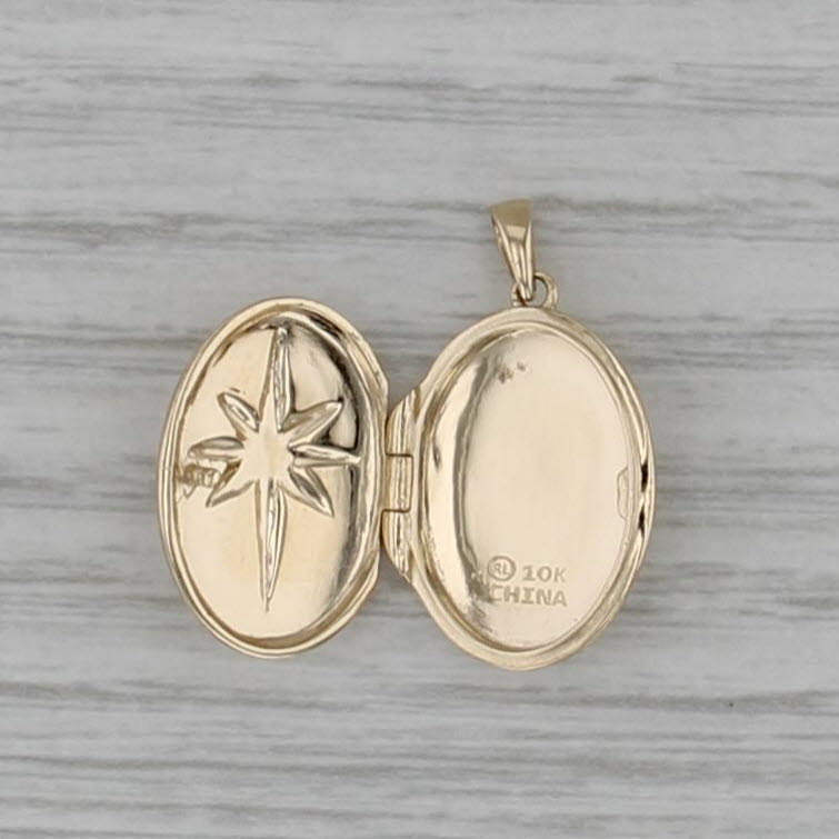Star Photo Locket Pendant 10k Yellow Gold Charm