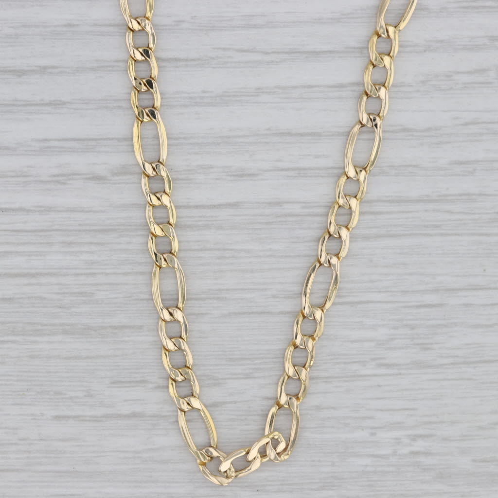 Gray 22" Figaro Chain Necklace 14k Yellow Gold 5.6mm Italian
