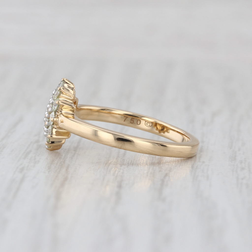 0.59ctw Diamond Cluster Ring 18k Yellow Gold Size 8 COA Engagement