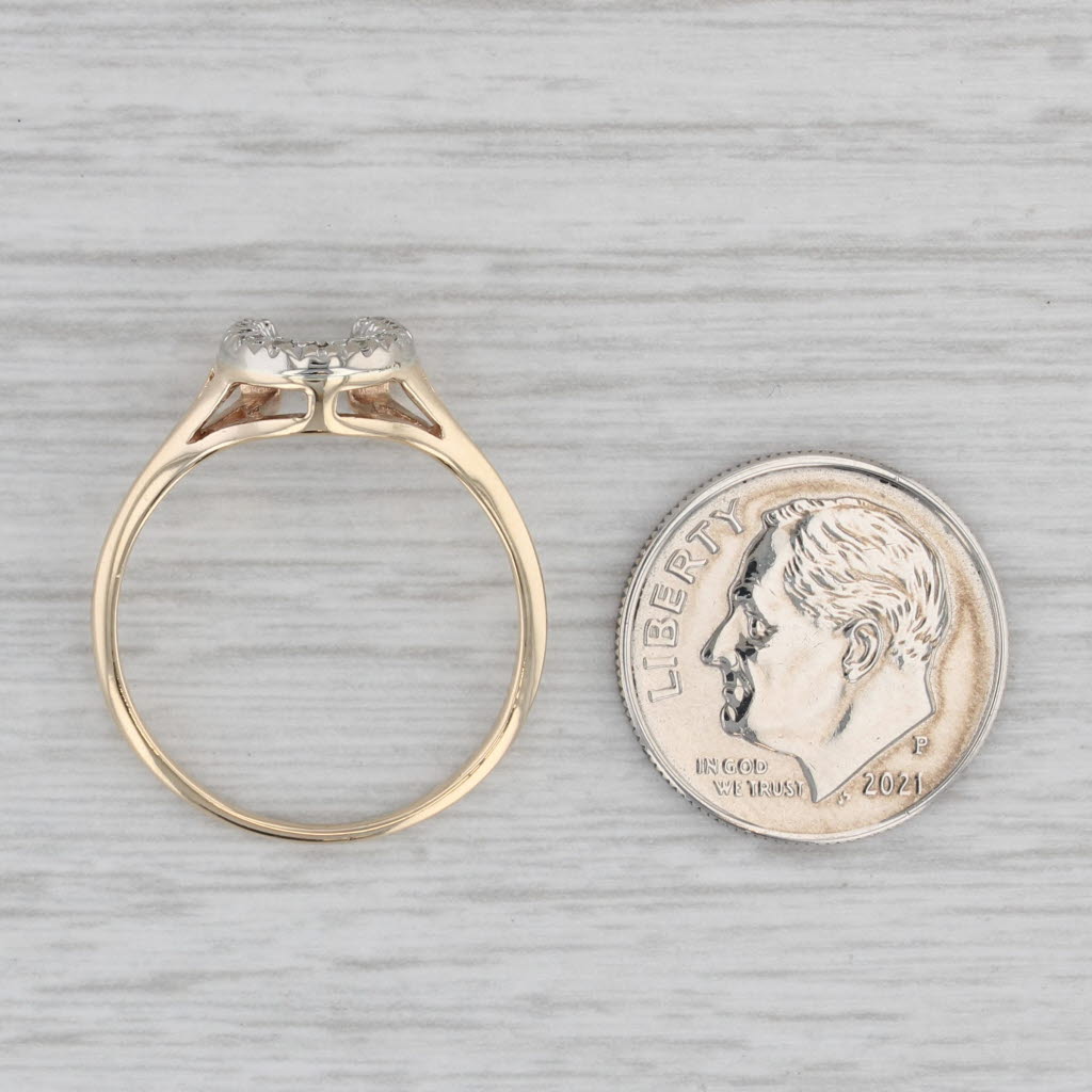 Gray Diamond Horseshoe Ring 10k Yellow Gold Size 8.25 Western Luck
