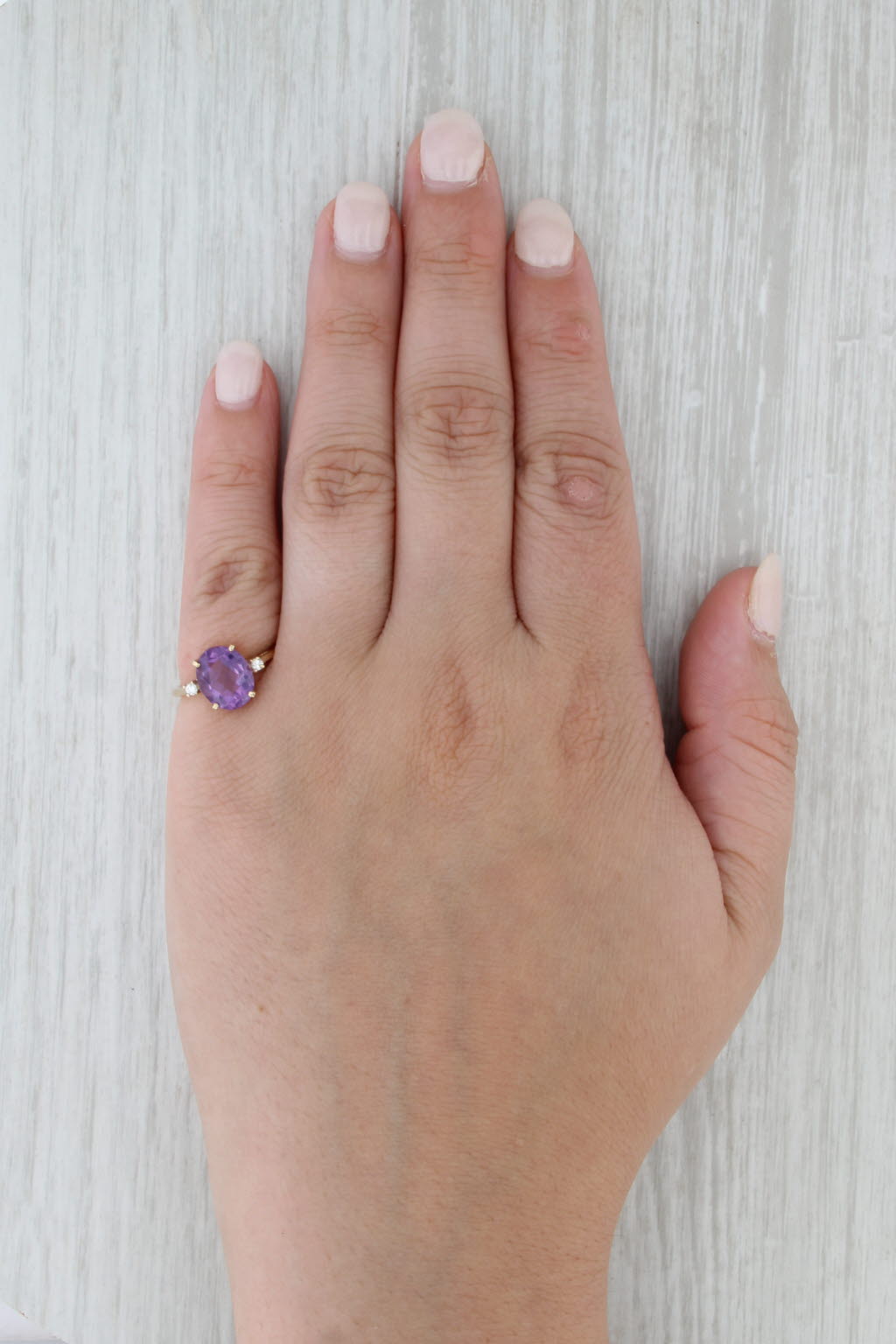 2.45ctw Amethyst Diamond Ring 10k Yellow Gold Size 5.25