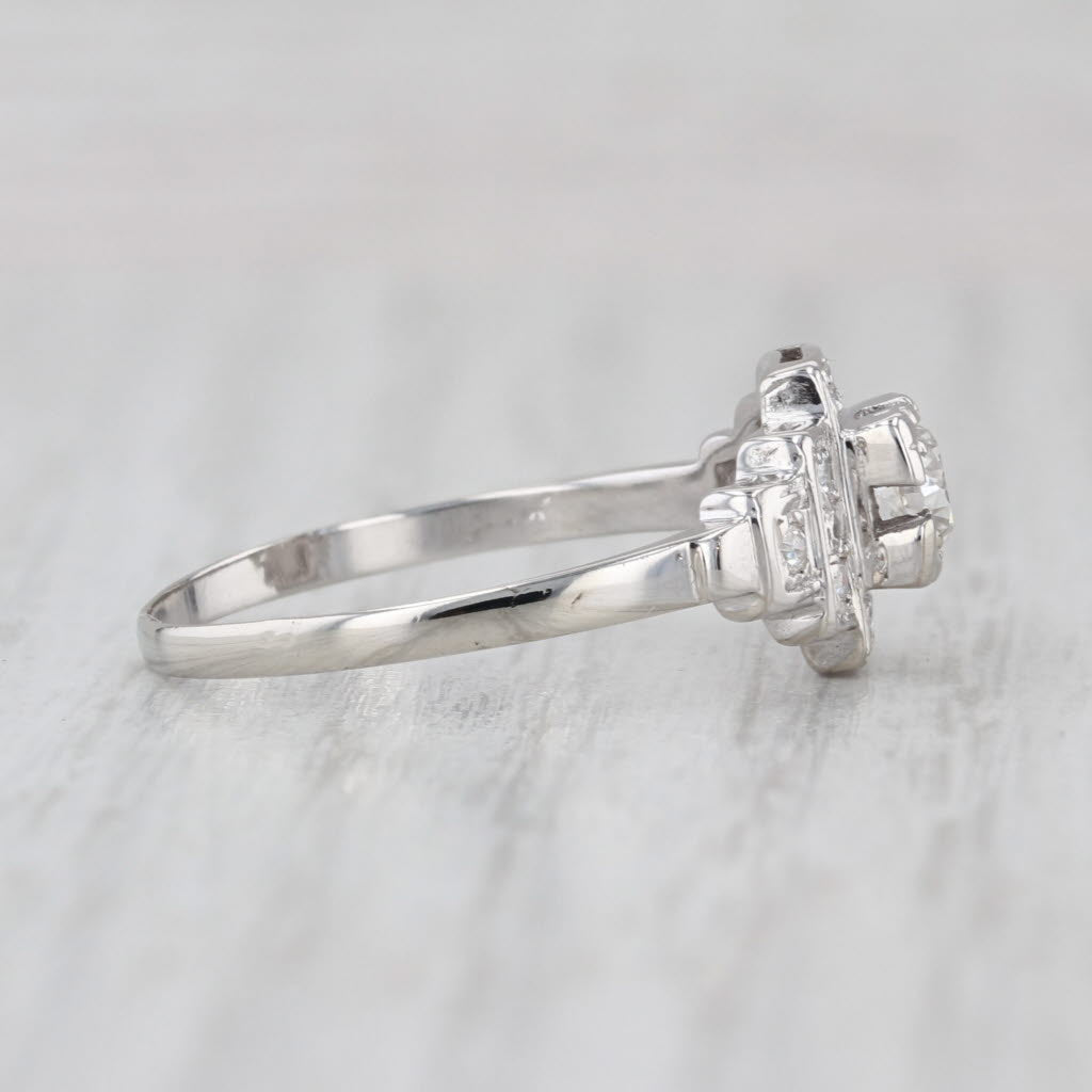 Vintage 0.44ctw Diamond Engagement Ring 14k White Gold Size 9.5