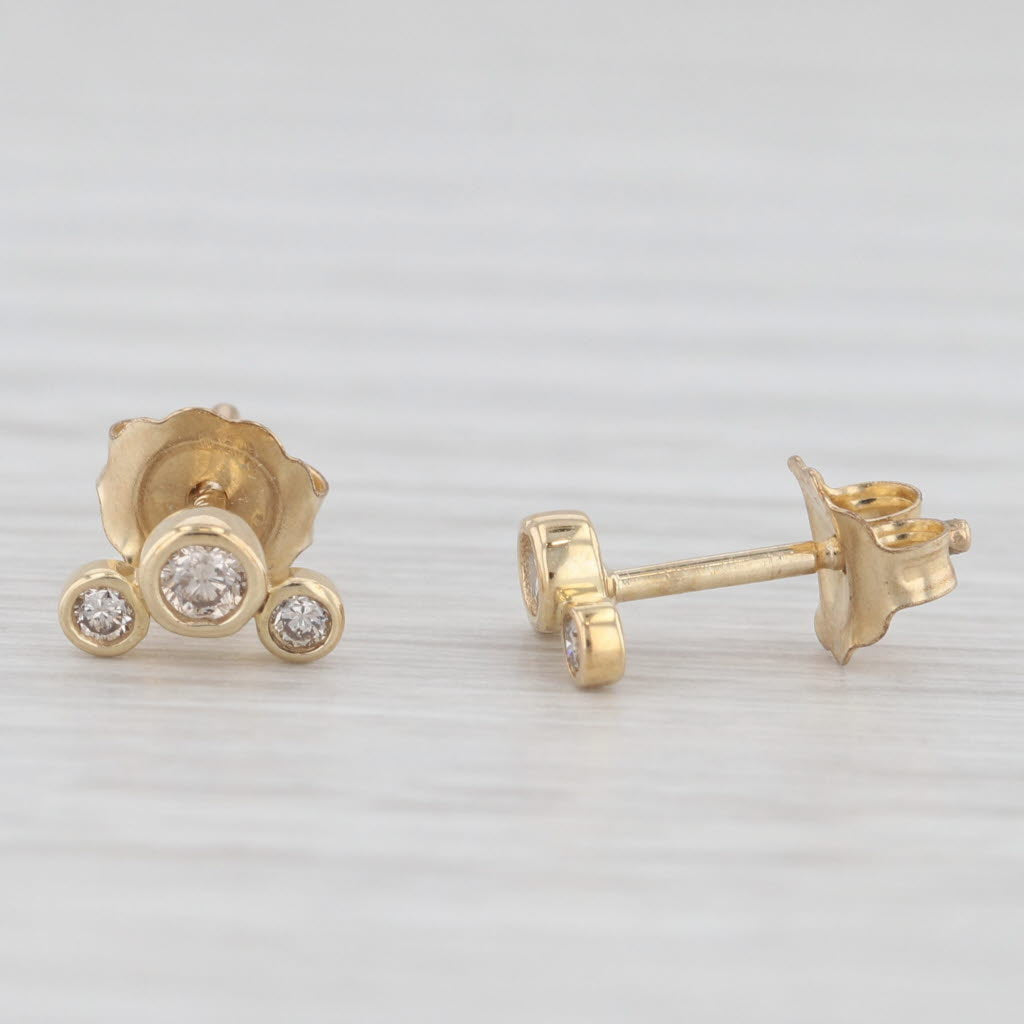 Light Gray New 0.15ctw Diamond 3-Stone Stud Earrings 10k Yellow Gold