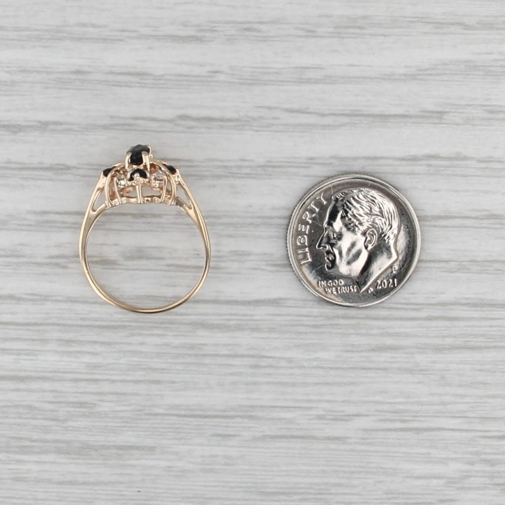 0.54ctw Sapphire Diamond Ring 14k Yellow Gold Size 4.75 Marquise Cocktail
