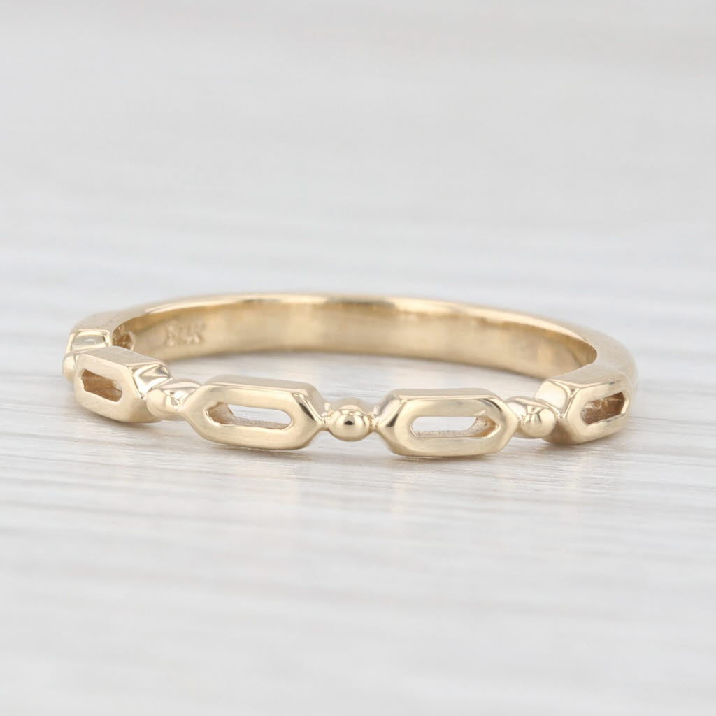 Light Gray Stackable Openwork Band 14k Yellow Gold Size 6.5 Ring