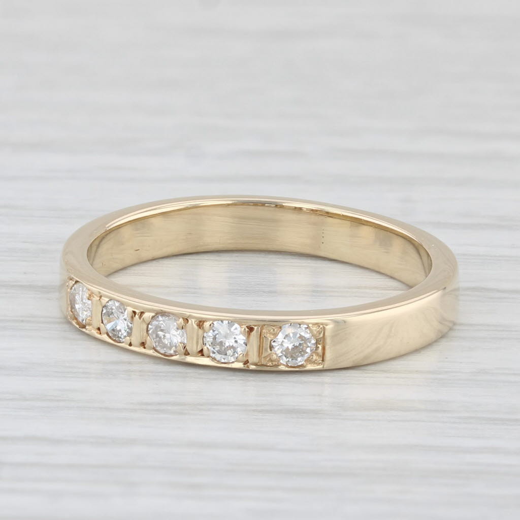 Light Gray 0.20ctw Diamond Band 14k Yellow Gold Size 7 Stackable Wedding Anniversary Band
