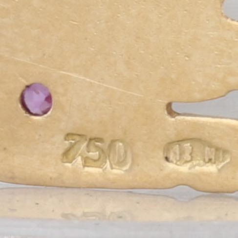 Vintage Ruby Gold Nugget Pendant 18k Yellow Gold London