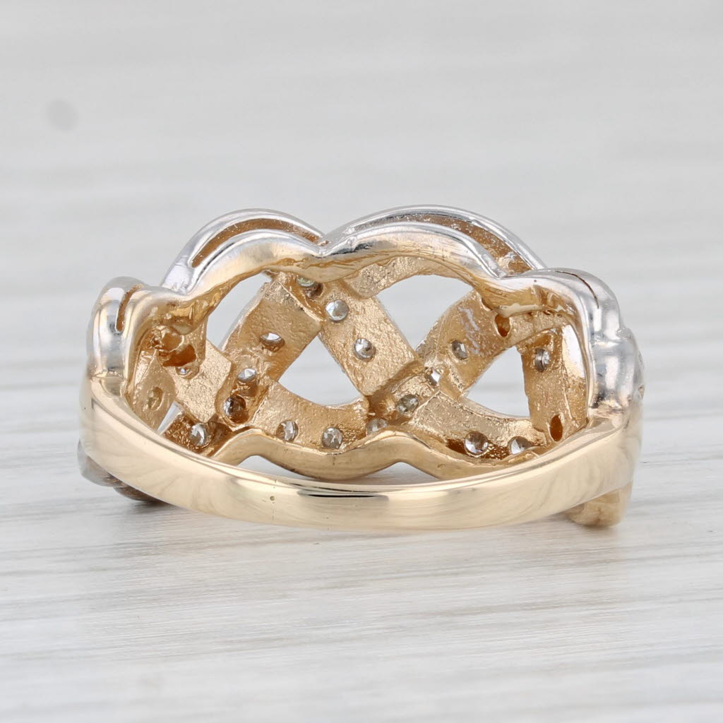 Light Gray 0.40ctw Diamond Knot Work Ring 14k Gold Size 5.5