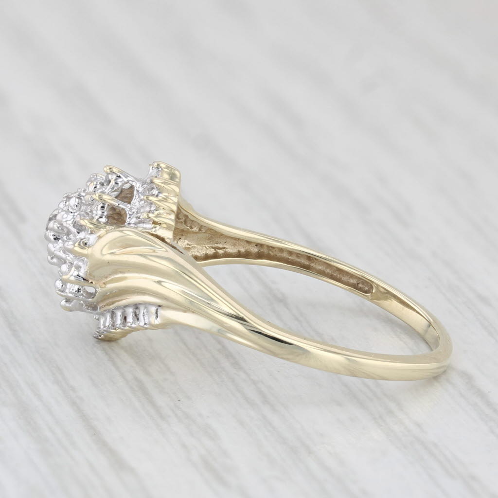 Light Gray Diamond Cluster Ring 10k Yellow Gold Size 7.25 Bypass