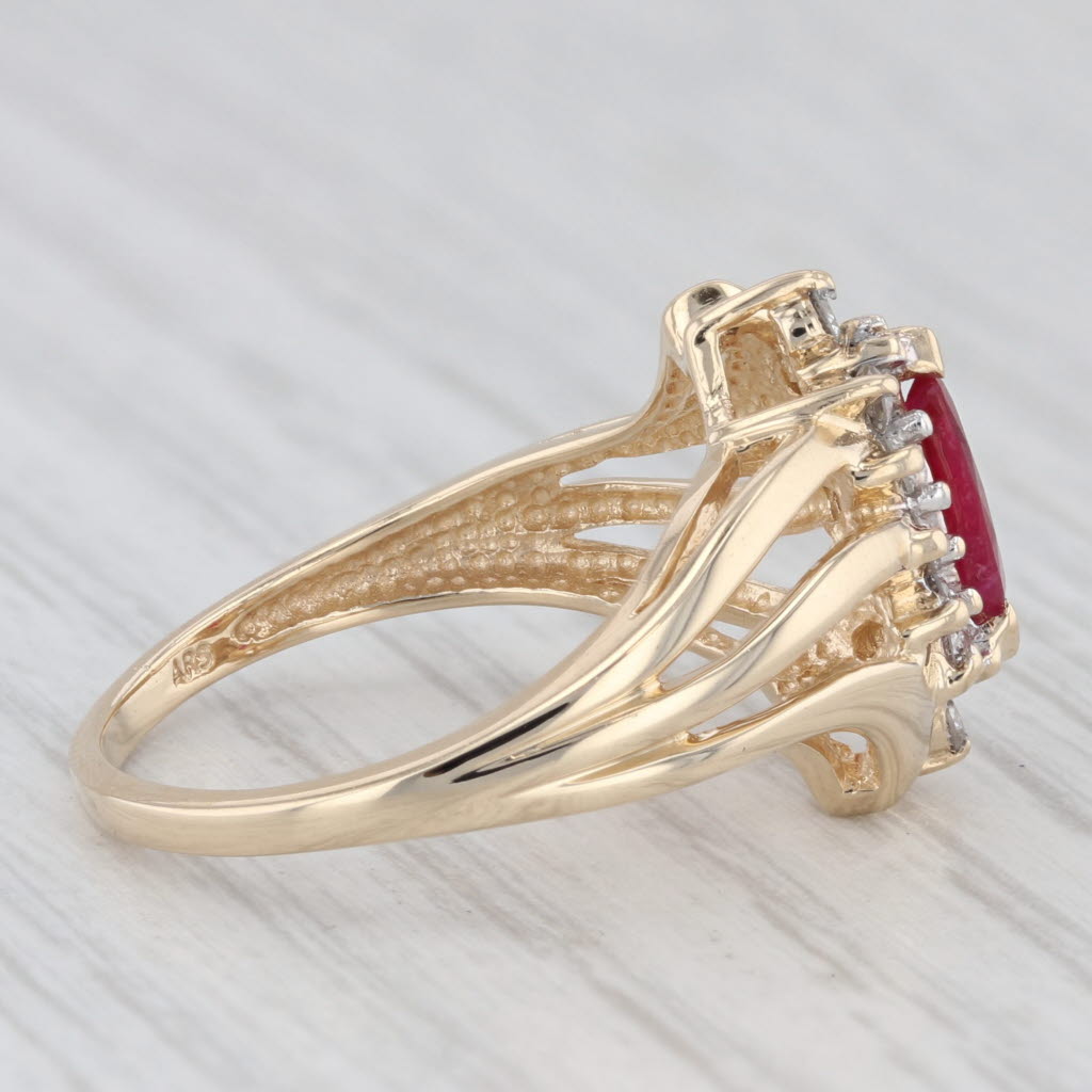 Light Gray 0.60ctw Ruby Diamond Halo Ring 14k Yellow Gold Size 7 Bypass