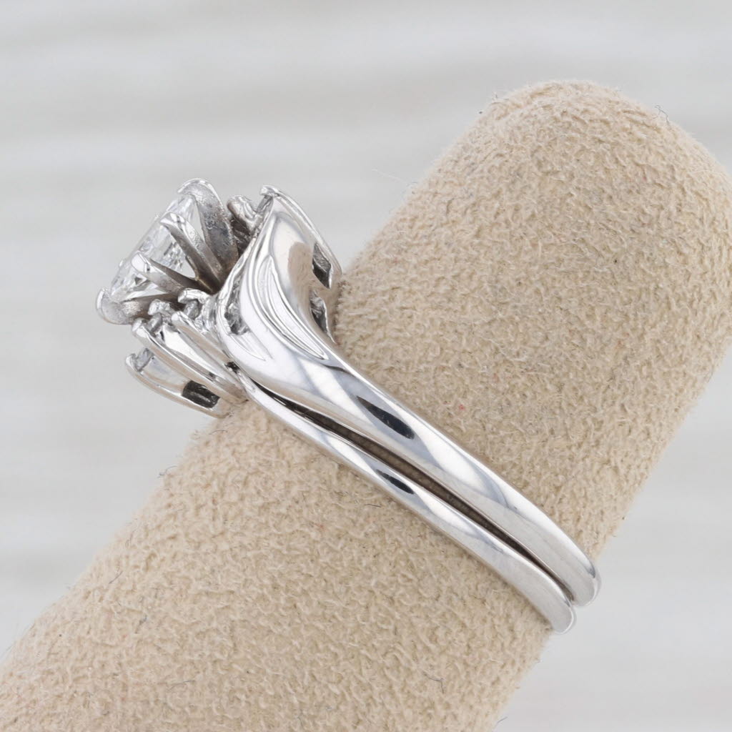 Gray 0.35ctw Diamond Engagement Ring Wedding Band Guard Bridal Set 14k Gold Size 5.25