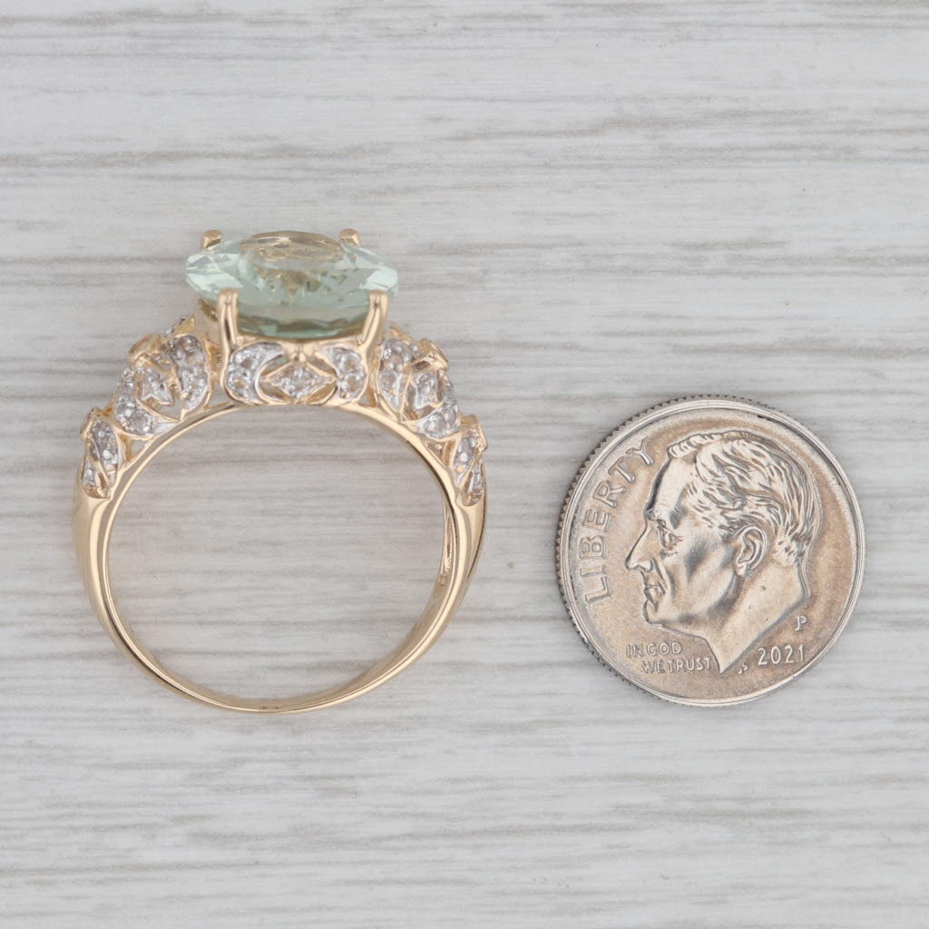 Gray 6.28ctw Prasiolite White Topaz Ring 14k Yellow Gold Size 9.25