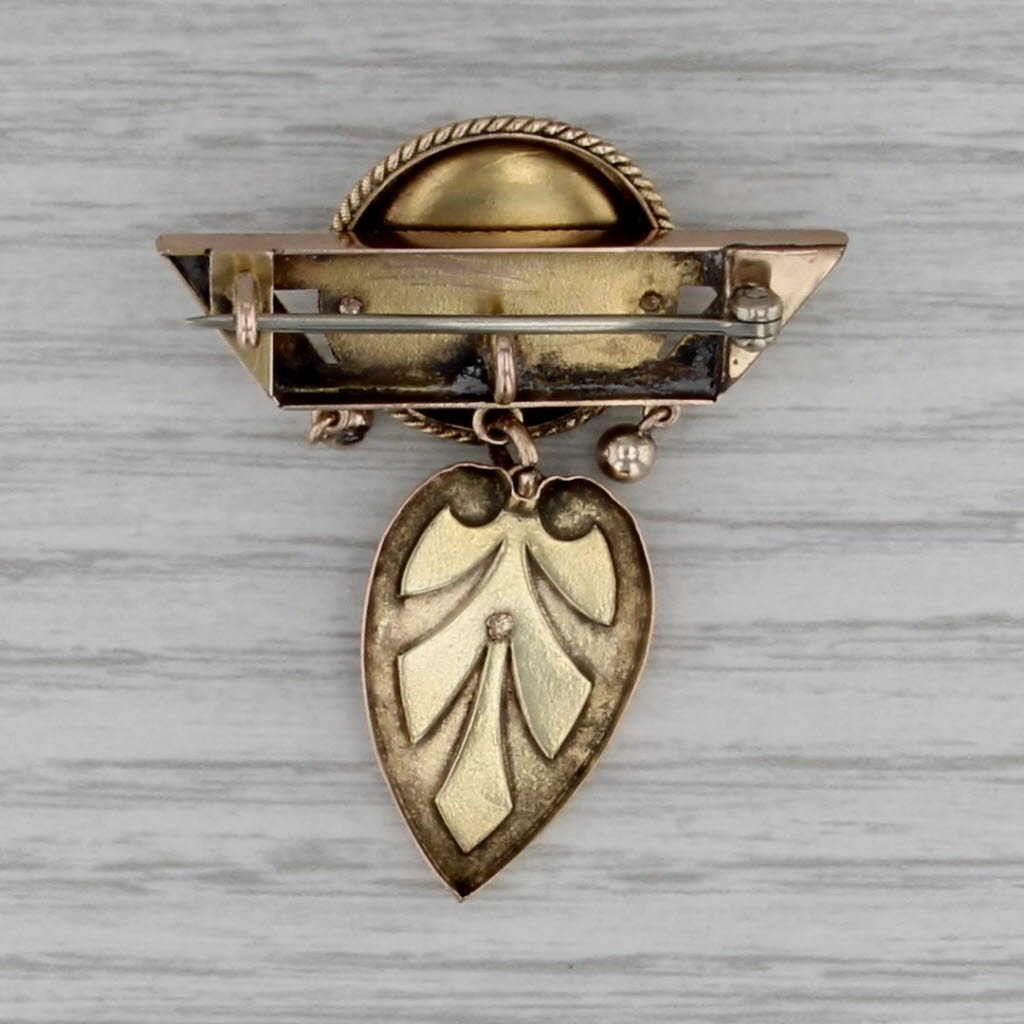 Antique Floral Brooch 14k Yellow Green Gold C.1900 Pin