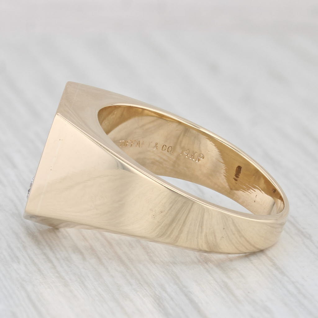 Light Gray Tiffany & Co Levi's Jeans Pocket Signet Ring 14k Yellow Gold Size 10.25 Signet