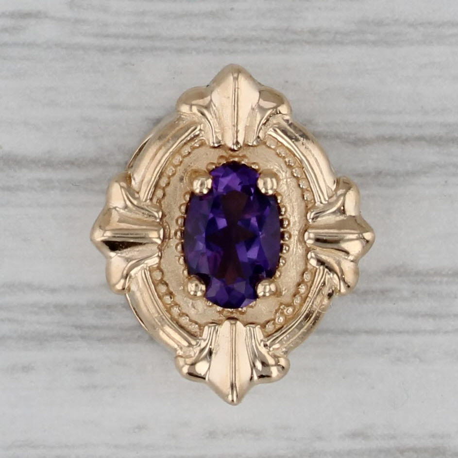 Gray Vintage 0.40ct Amethyst Slide Bracelet Charm 14k Yellow Gold